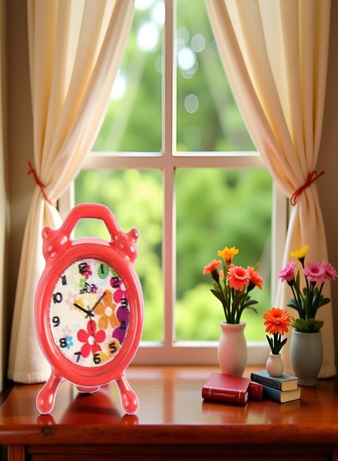 Zhuluck 1Pc Red Cute Dollhouse Accessories Miniature Clock Dollhouse Furniture Decoration Doll House Accessories Small and Exquisite,Mini Clock for Fashion Accessories - Image 3